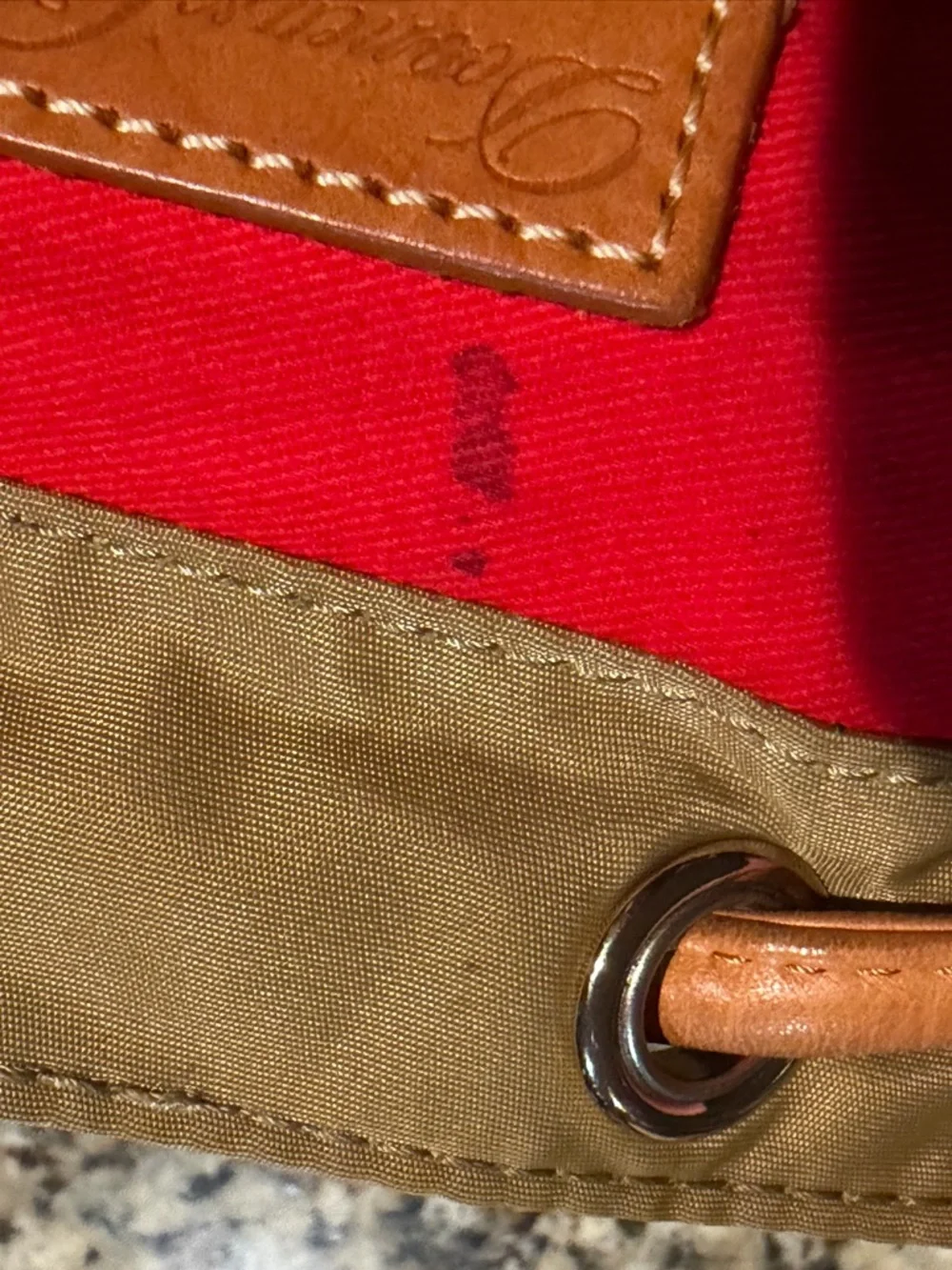 Dooney & Bourke Miramar small Murphy Backpack in Tan with Brown Leather Trim